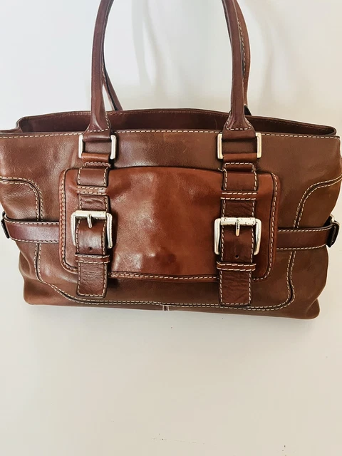 Vintage Michael Kors Astor Large Leather Studded Ring Tote Hobo Bag Cognac Tan