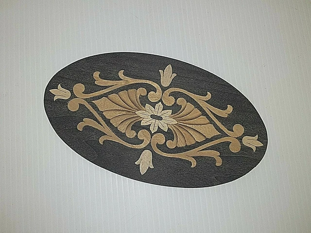 8-13/16" x 4-15-16" Medallón de marquetería con incrustaciones, SE REQUIERE CARPINTERÍA DE CHAPA