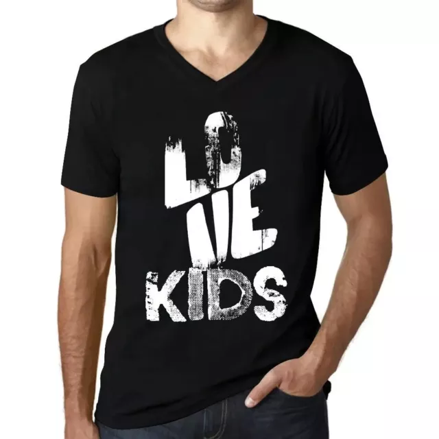 Uomo Maglietta con Scollo a V Amare I Bambini – Love Kids – T-shirt Stampa