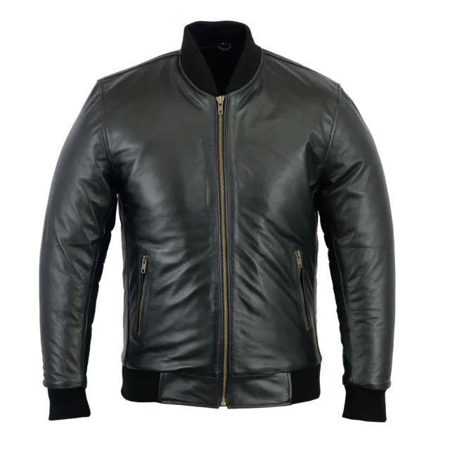 Men's Fashion Classic Soft Napa Leather Bomber Slim Fit Sheep Leather Jacket