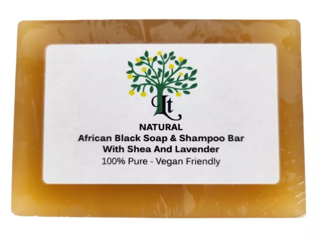 Afrikanische schwarze Seife und Shampoo Bar, angereichert mit Sheabutter und Lavendel 2