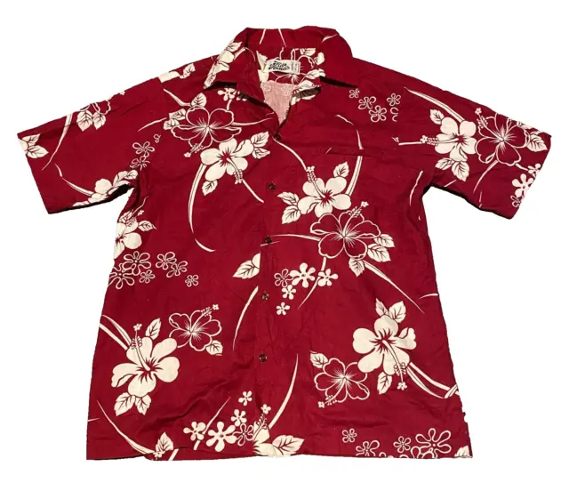 Vintage Hilo Hattie Hawaiian Shirt Mens XL Extra Large Red Floral