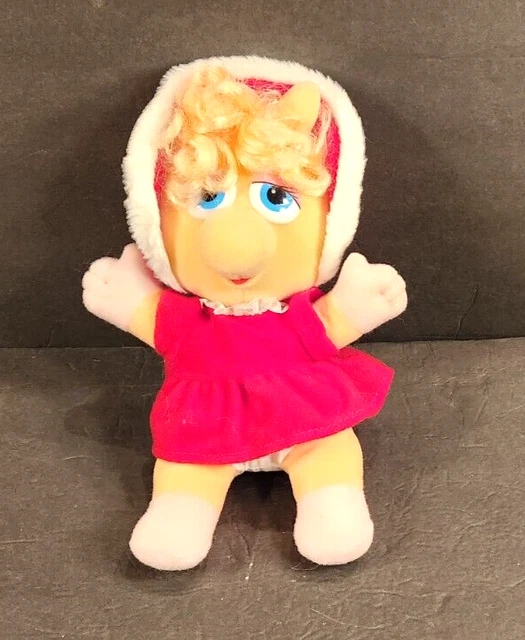 Vintage 1987 Muppet Baby Miss Piggy Plush 10" Stuffed Animal Jim Henson