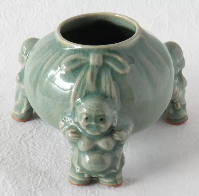 Korea Celadon Porcelain Incense Burner H7cm 2.75" Vintage