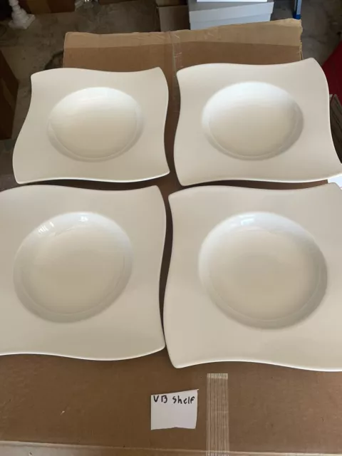 Villeroy & Boch New Wave Pattern 9.5” Rim Soup Bowls X 4 NWT