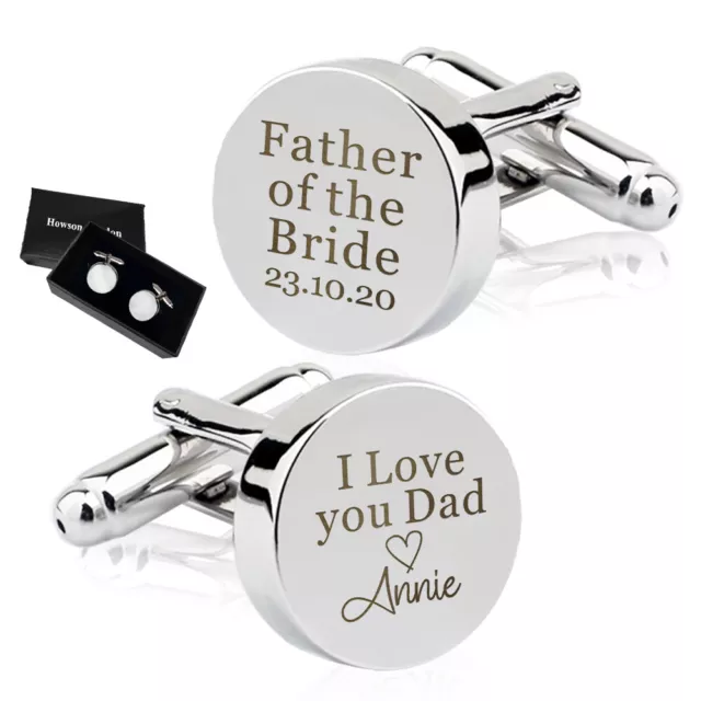 Personalised Wedding Cufflinks Engraved Gift for Best Man Usher Groom Dad Father