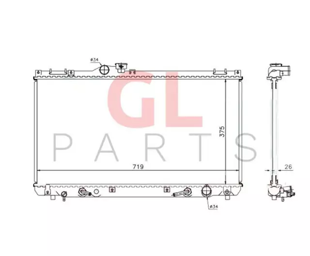 FÜR LEXUS IS200/300 2000-2005 Kühler Wasserkühler EDA COOLING 1640070620 Neu