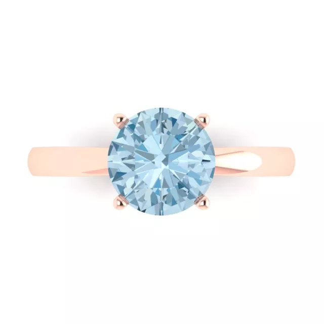 2.0 ct Round Cut Sky Blue Topaz Wedding Bridal Promise Ring Real 14k Rose Gold