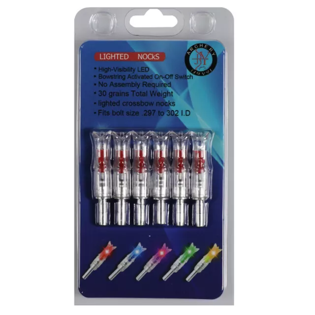 6Pcs/Pack Red LED Lighted Nock New Designed Long Time I.D. 7.62mm For Crossbow