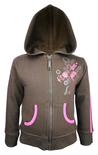 Girls Five Miles Hoodie Long Sleeve  Zip Up Sweater Brown Age 2 to 8 Years