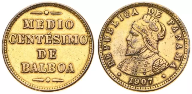 Republic of Panama - Medium 1/2 Cent of Balboa 1907