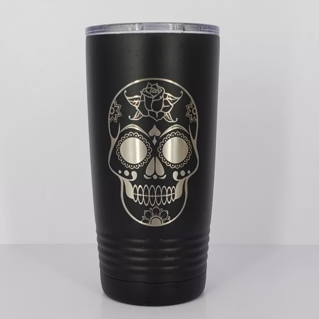 SUGAR SKULL Engraved 20 oz Tumbler Travel Mug Cup with Lid