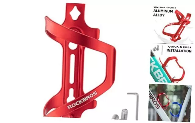 ROCKBROS Bike Water Bottle Holder Alloy Aluminum Bicycle Water Bottle Cage Red