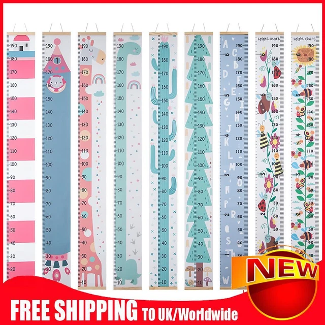 Kids Baby Hanging Growth Chart Fabric Canvas Removable Height Measurement Ruler