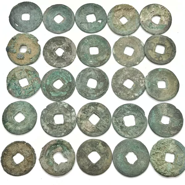 25 Ancient Chinese Cash Coins Bulk Lot Shipwreck Artifacts 1200-1600’s AD Group