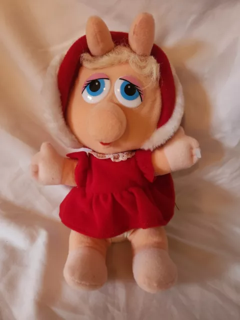 1987 Muppet Baby Miss Piggy Vintage Plush Christmas Doll 9"