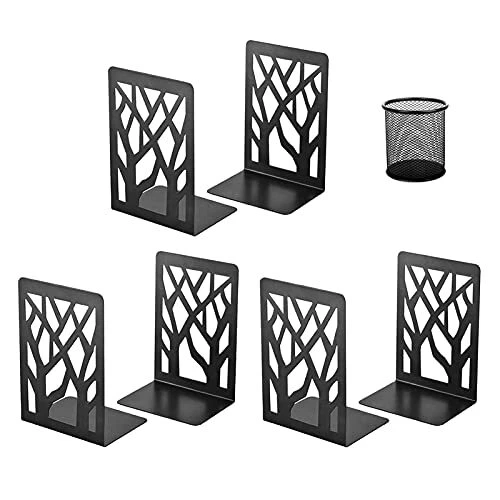 Serre-livres Métal Lourds Deefongo - Lot De 6, Design Courbé, Antidérapant, Pour Bureau Ou Maison