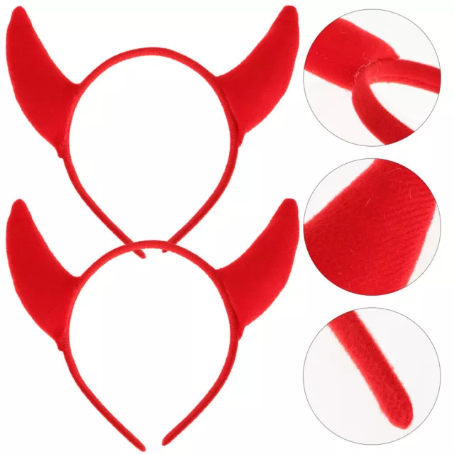 Red Devils Ears Headband Costume for Men Kids (4pcs)