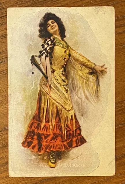 Vintage Postcard! Beautiful Italian Dancer Artwork!! a01318