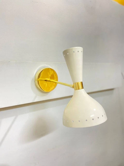 2 Light Mid Century Light Wall Sconce Hand Made With Solid Brass Sconce Italian