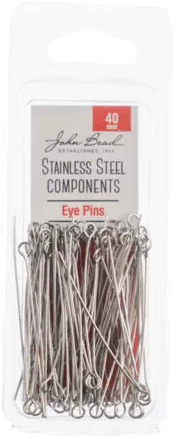 John Bead Stainless Steel Eye Pins 100/Pkg-40mm 26140013