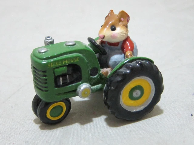 Wee Forest Folk Vintage M-133 Field Mouse Green Tractor Farmer WFF Box Minty!