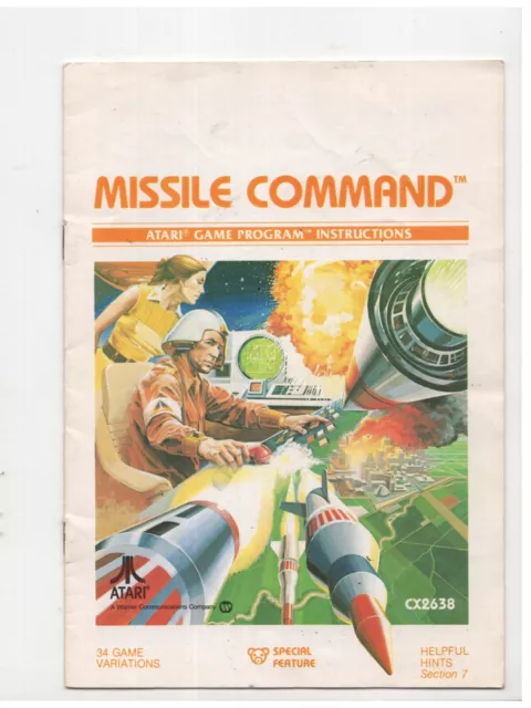 Missile Command Atari 2600 MANUAL ONLY Authentic Original