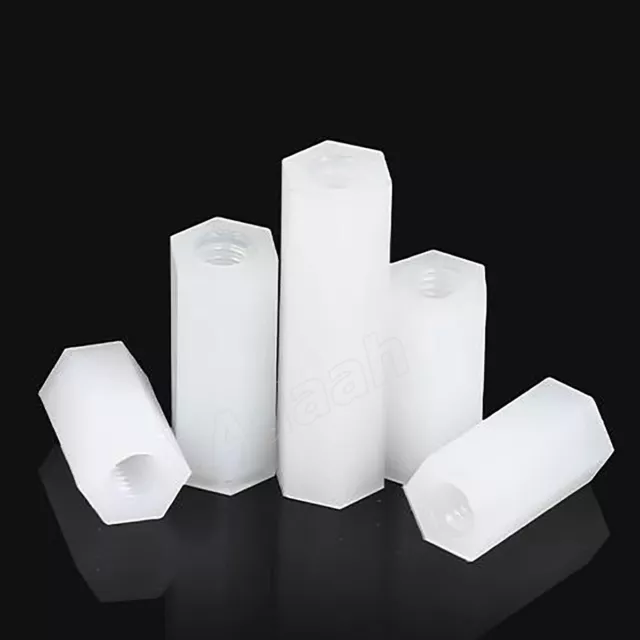 M2 M2.5 M3 M4 M5 M6 White Nylon Hex Female-Female Spacer Standoff PCB Pillar Nut