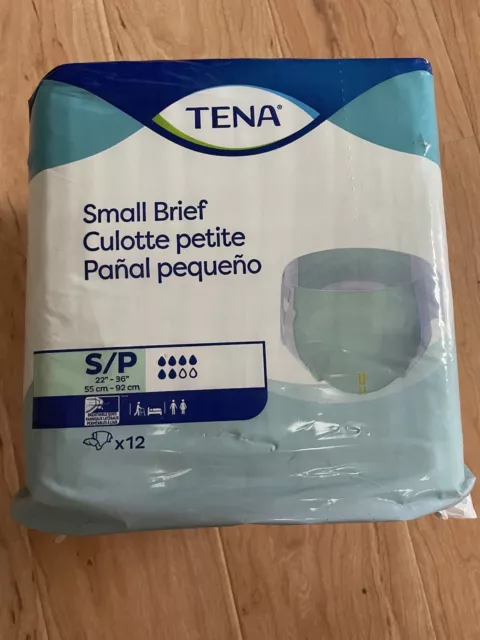 TENA Adult Diapers/Incontinence Briefs SMALL (22'' - 36'') Heavy Absorbency 12pk