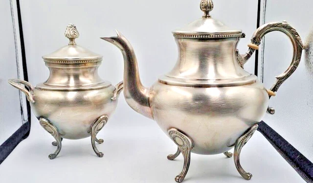 Ancien Service à Café En Métal Argenté – Style Baroque, 4 Pièces, Made In France