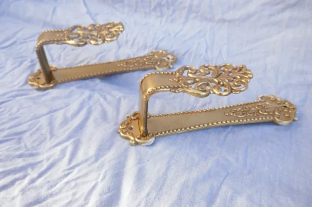 Vintage Pair Curtain Tie Back/Drape Overs Gilt Brass Italian Mid To Late Century