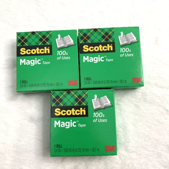 Scotch Magic Tape Refill 3 Rolls, 3/4" x 1500" per Roll Original Matte Finish