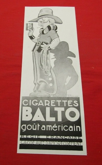 Advertising Pub Publicite Ancienne Advert 10.2 Cigarettes Balto Gout Americain