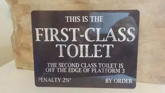 First Class Toilet  Retro Metal Wall Plaque Art Vintage War Train Station Sign