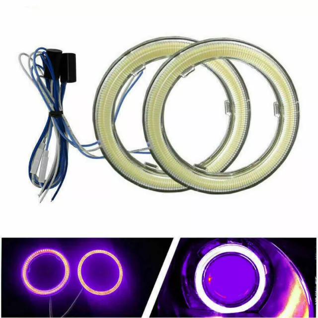 2x 60mm/70mm/80mm/90mm/100mm/110mm Car COB LED Angel Eyes Halo Ring Fog Light