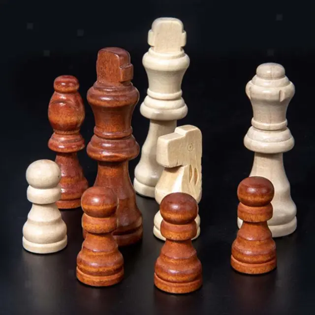 Jeu d'échecs Portable, pièces d'échecs en bois avec fond en feutre, pour 2