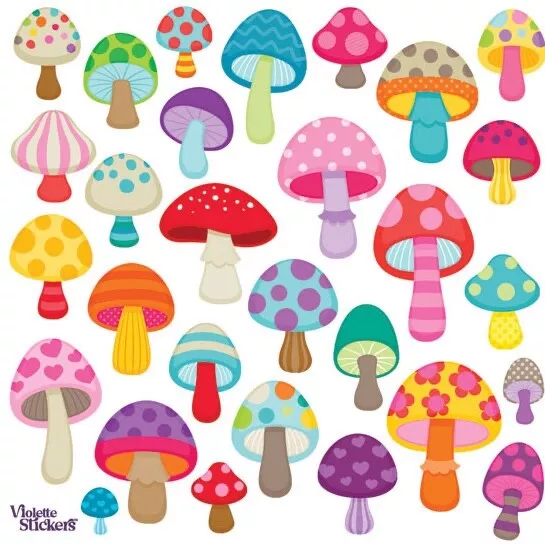 Violette Stickers Colorful Mushroom Party Crafts Planner Supply Scrapbook