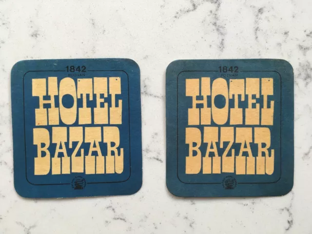 2 Vintage Hotel Bazar Poznan Poland Blue Luggage Decal Label Travel Sticker