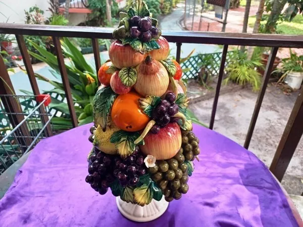 Vintage Majolica Capodimonte  Fruit Tree Centerpiece Sculpture NO RESERVE