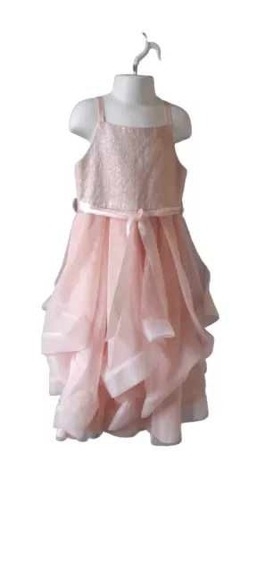 Monsoon Girls Dress Seville jacquard top ruffle dress pink Size UK 6 Years