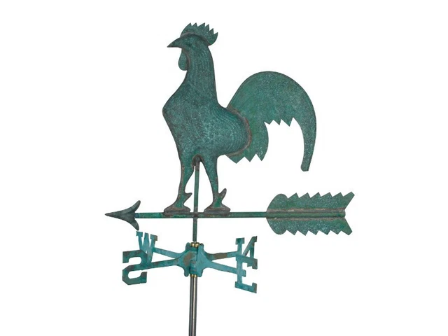 Banderuola Galletto Segnavento In Ferro - Con Punti Cardinali, Altezza 70 Cm, Colore Ramato - Foto 12