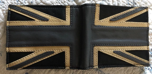 DEBENHAMS REDHERRING LEATHER Wallet Of Union Jack In Black Grey