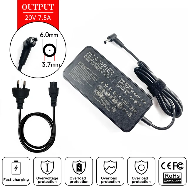 Chargeur Secteur Drlappy 150W 20V 7.5A Pour ASUS G531GT, FX505G - Compatible 6.0mm