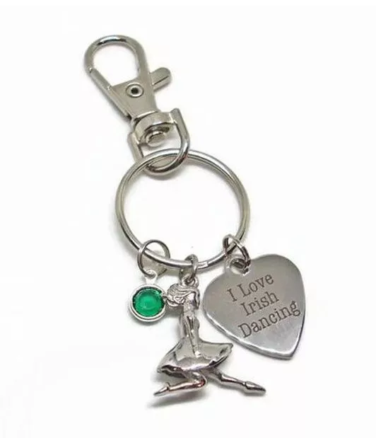 Irish Dance Keyring or Bag Charms I Love Irish Dancing Dancer Plus Crystal