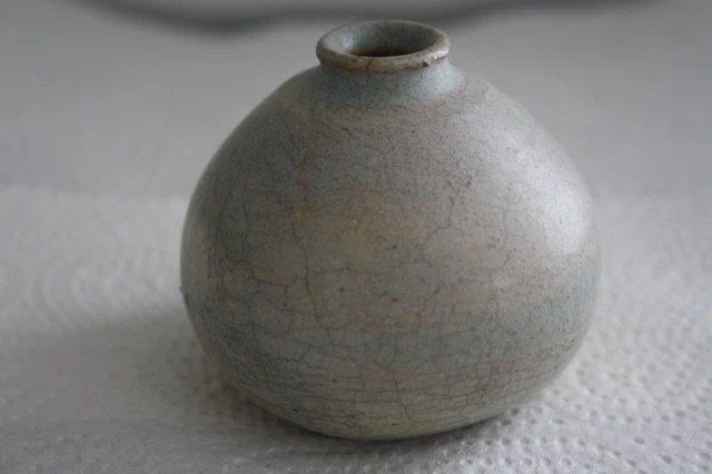 Magnifique ancien vase boule soliflore en céramique - signée - Vintage signed