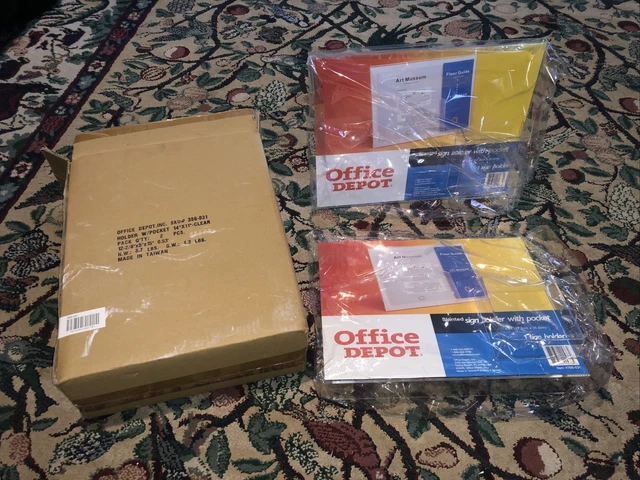 Office Depot Brand Slanted Sign Holder With Pocket  8-1/2" x 114, 2 Pack - New
