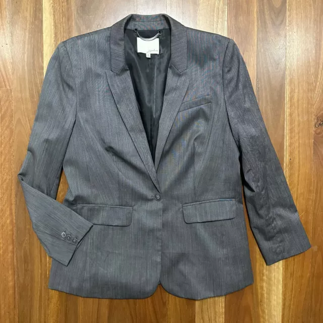 SPORTSCRAFT Size Pure Wool Blazer Jacket Grwy Single Breasted Career Work Wear 2