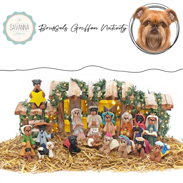SAVANNASHOPS Dog Nativity Brussels Griffon - Nativity Sets - Dog Lover Gifts