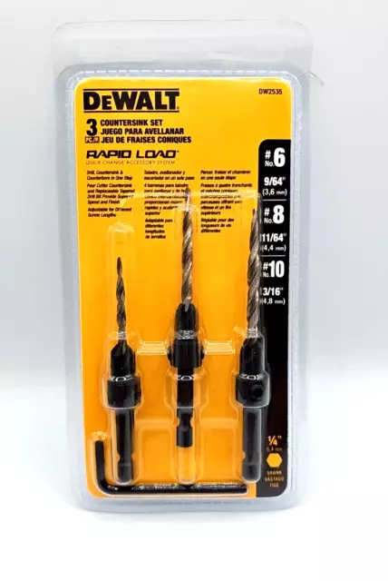 DEWALT DW2535 3 Piece 6 8 and 10 Countersink Assortment 23.72 PicClick