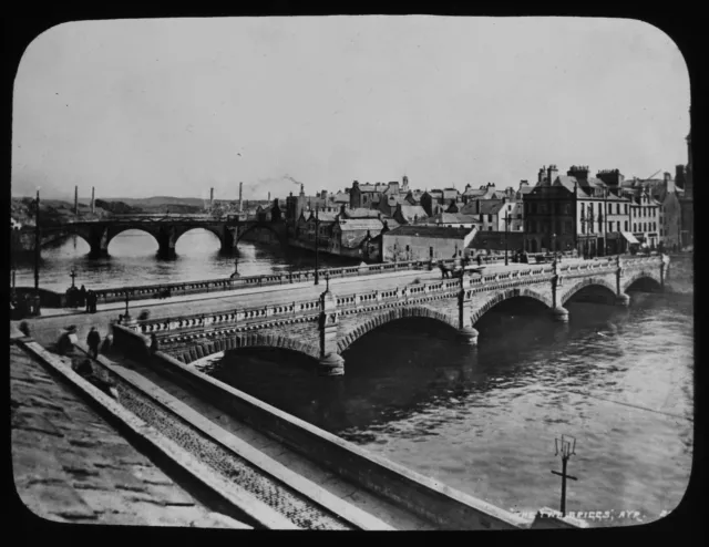ANTIQUE JV B&W Glass Magic Lantern Slide THE BRIGS OF AYR C1890 PHOTO SCOTLAND